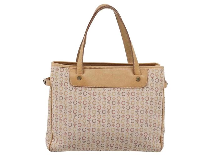 Céline Borsa a mano CELINE C Macadam Canvas Beige Tono Oro Auth 201317 - vista 2