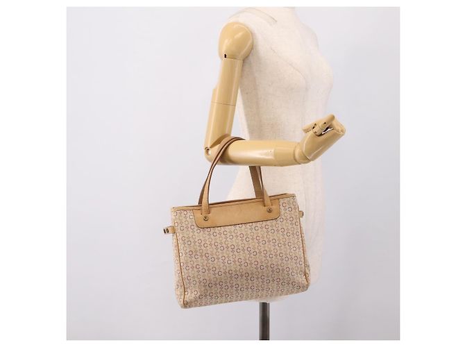 Céline Borsa a mano CELINE C Macadam Canvas Beige Tono Oro Auth 201317 - vista 22