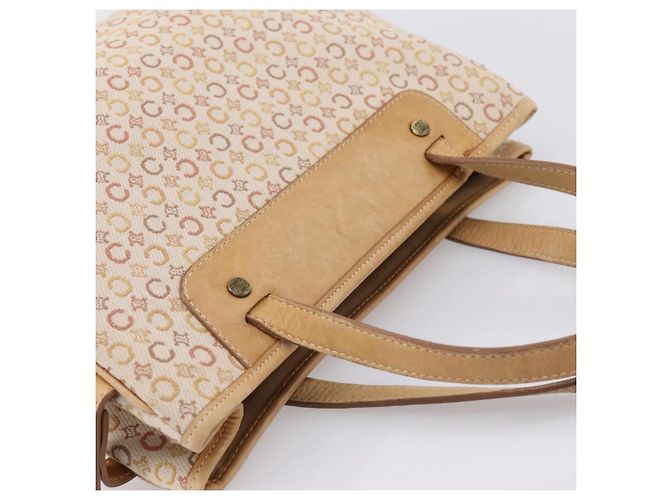 Céline Borsa a mano CELINE C Macadam Canvas Beige Tono Oro Auth 201317 - vista 6