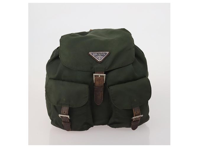 Borsa Tote Borsa a Tracolla Borsa a Mano PRADA Nylon 5 Set Navy Khaki Auth ti4039 Cachi Blu navy - vista 17