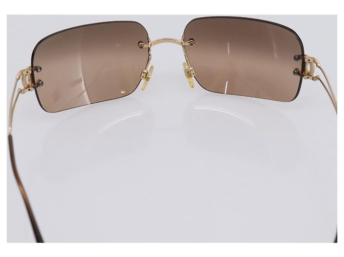 CHANEL CC randlose Sonnenbrille Metall Brown CC Auth am12584M Braun - Ansicht 10