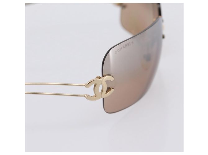 CHANEL CC randlose Sonnenbrille Metall Brown CC Auth am12584M Braun - Ansicht 5