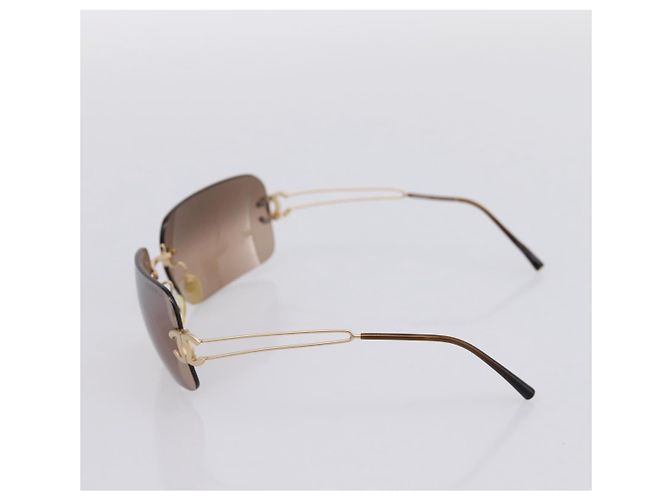 CHANEL CC randlose Sonnenbrille Metall Brown CC Auth am12584M Braun - Ansicht 6