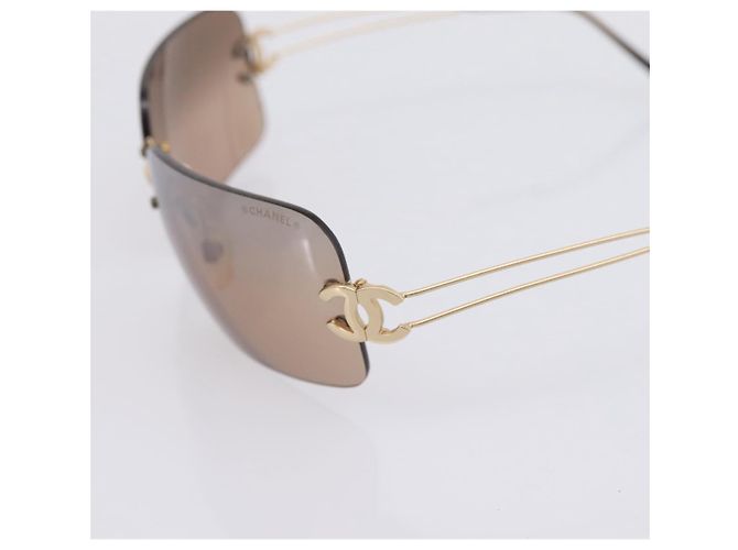 CHANEL CC randlose Sonnenbrille Metall Brown CC Auth am12584M Braun - Ansicht 7