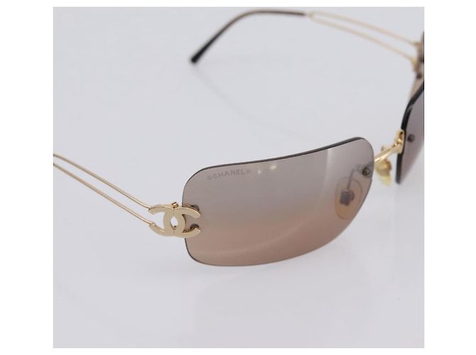 CHANEL CC randlose Sonnenbrille Metall Brown CC Auth am12584M Braun - Ansicht 8