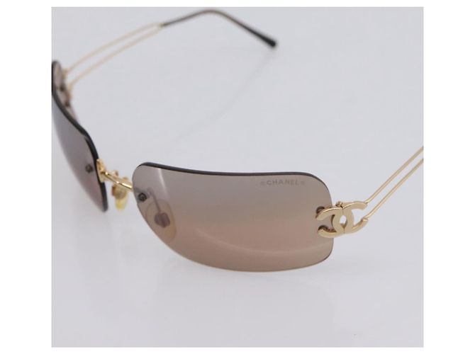 CHANEL CC randlose Sonnenbrille Metall Brown CC Auth am12584M Braun - Ansicht 9