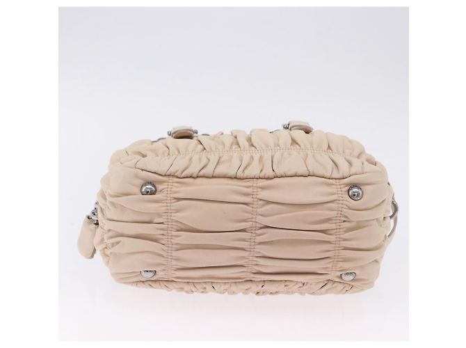 PRADA Gathered Handtasche aus Leder 2way Ivory Silver Auth 203005V Silber Roh - Ansicht 12