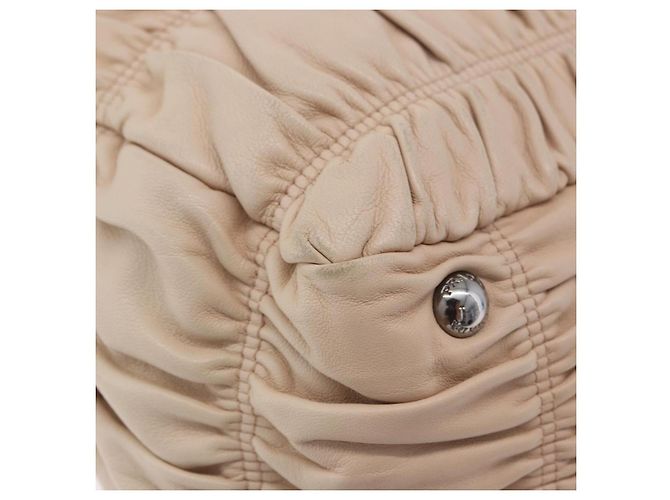 PRADA Gathered Handtasche aus Leder 2way Ivory Silver Auth 203005V Silber Roh - Ansicht 15