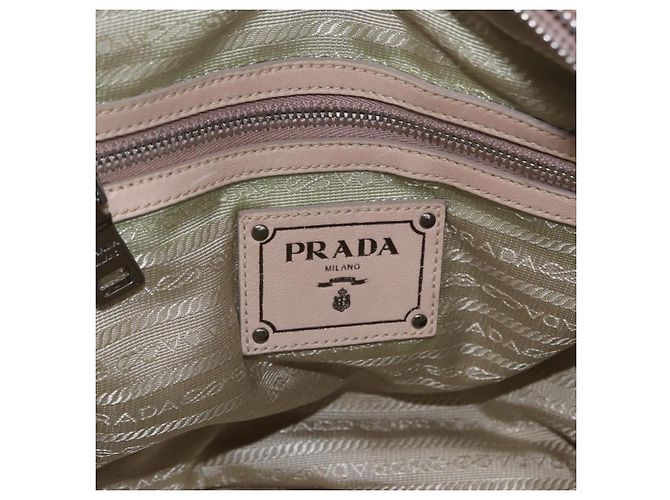 PRADA Gathered Handtasche aus Leder 2way Ivory Silver Auth 203005V Silber Roh - Ansicht 21