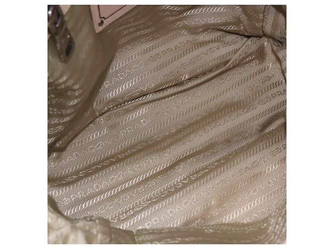 PRADA Gathered Handtasche aus Leder 2way Ivory Silver Auth 203005V Silber Roh - Ansicht 22