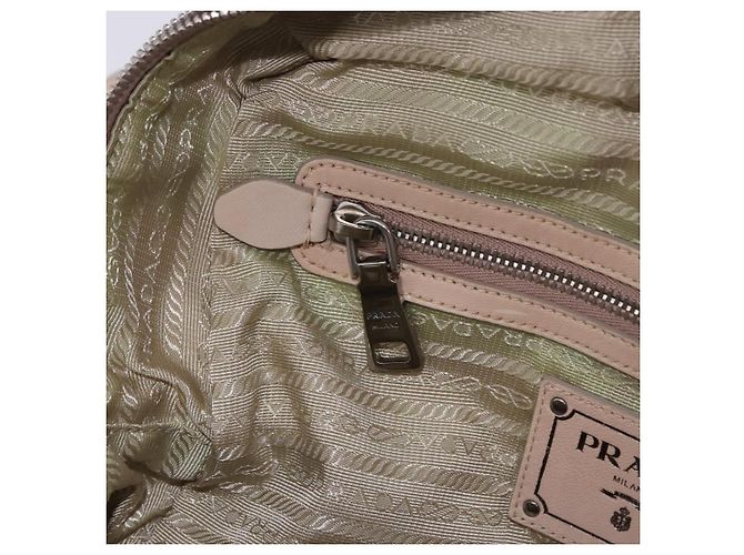 PRADA Gathered Handtasche aus Leder 2way Ivory Silver Auth 203005V Silber Roh - Ansicht 25
