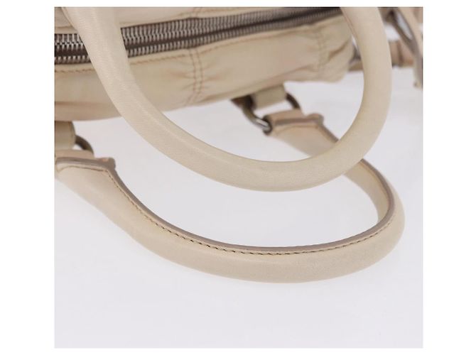 PRADA Gathered Handtasche aus Leder 2way Ivory Silver Auth 203005V Silber Roh - Ansicht 8