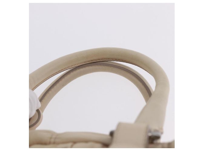 PRADA Gathered Handtasche aus Leder 2way Ivory Silver Auth 203005V Silber Roh - Ansicht 9