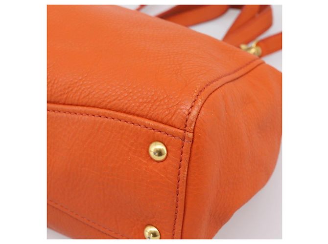 Borsa Miu Miu Vitellolux in pelle 2way Orange Gold Auth 197285V D'oro Arancione - vista 10