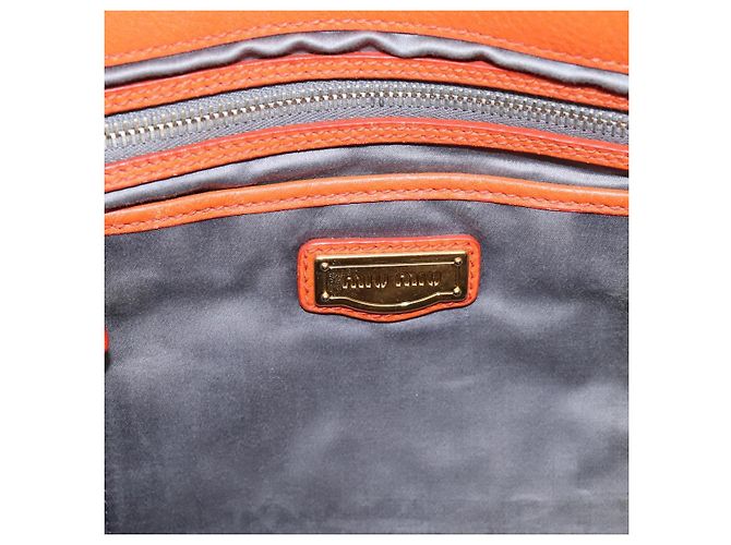 Borsa Miu Miu Vitellolux in pelle 2way Orange Gold Auth 197285V D'oro Arancione - vista 19