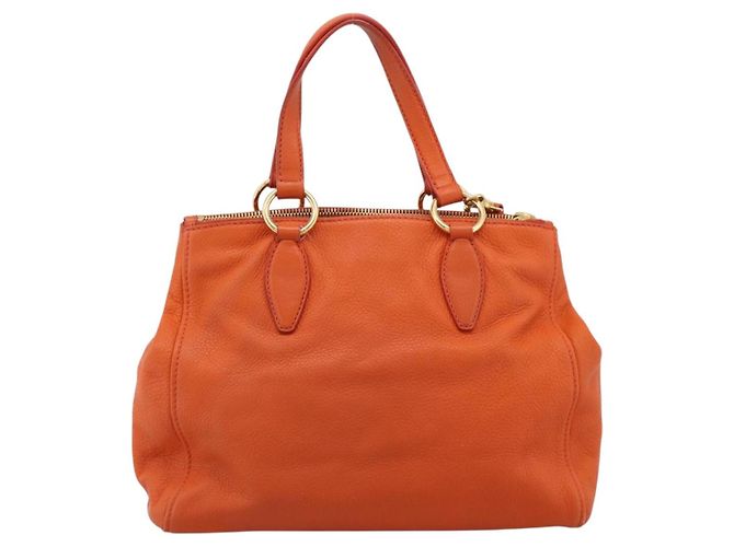 Borsa Miu Miu Vitellolux in pelle 2way Orange Gold Auth 197285V D'oro Arancione - vista 2