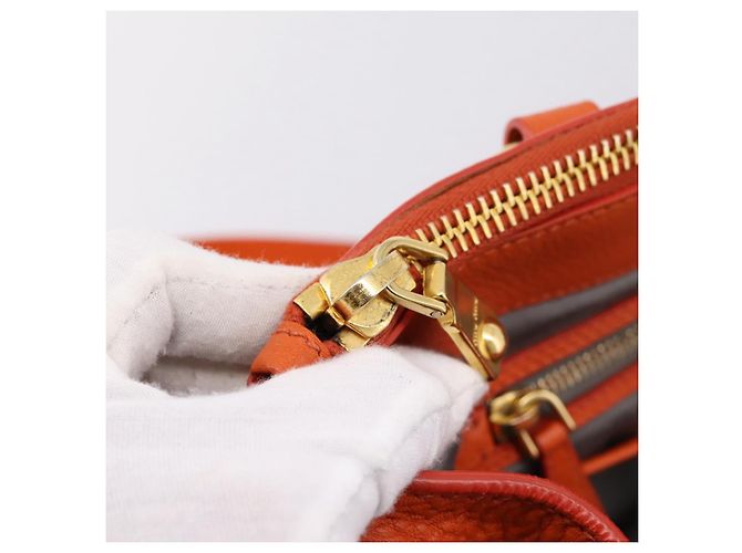 Borsa Miu Miu Vitellolux in pelle 2way Orange Gold Auth 197285V D'oro Arancione - vista 26