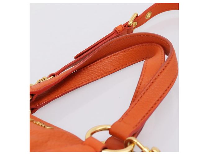 Borsa Miu Miu Vitellolux in pelle 2way Orange Gold Auth 197285V D'oro Arancione - vista 8