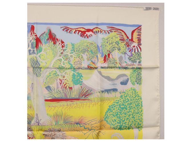 Hermès Foulard HERMES Carre 90 in Seta "Nuba Mountain" Ivory Auth 200116M Crudo - vista 16