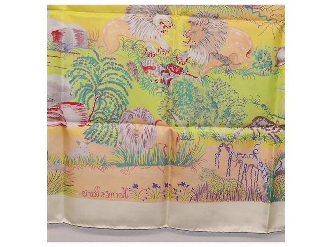 Hermès Foulard HERMES Carre 90 in Seta "Nuba Mountain" Ivory Auth 200116M Crudo - vista 21
