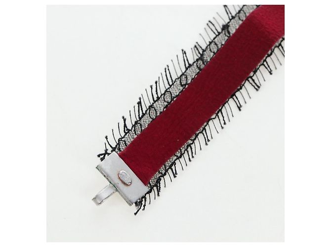 Collar Choker CHANEL de seda Bordeaux CC Auth 197258V Burdeos - vista 10
