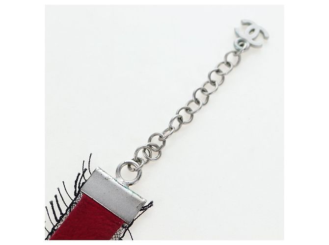 Collar Choker CHANEL de seda Bordeaux CC Auth 197258V Burdeos - vista 13