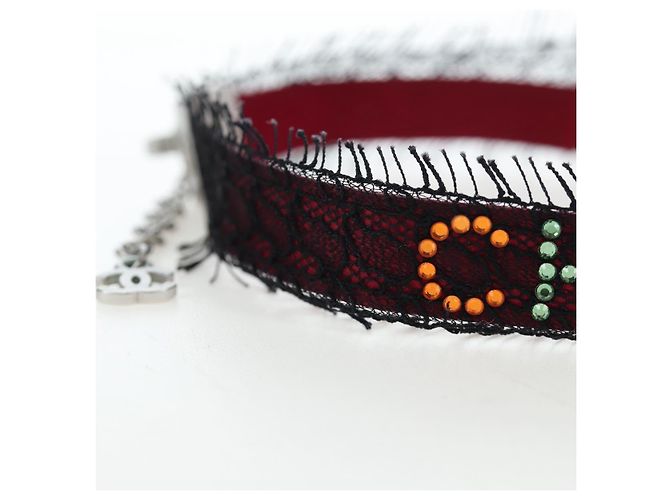 Collar Choker CHANEL de seda Bordeaux CC Auth 197258V Burdeos - vista 2
