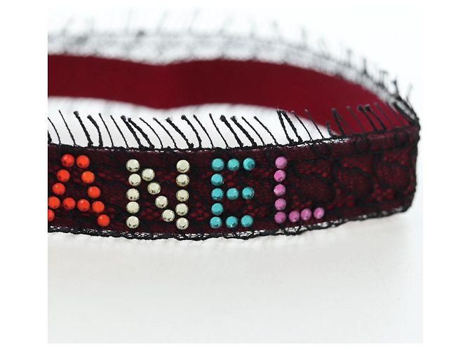 Collar Choker CHANEL de seda Bordeaux CC Auth 197258V Burdeos - vista 3