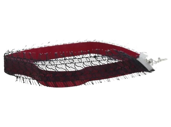 Collar Choker CHANEL de seda Bordeaux CC Auth 197258V Burdeos - vista 4