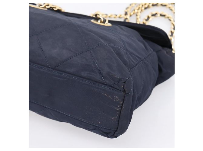 PRADA Chain Shoulder Bag Nylon Navy Gold Tone Auth 201216 Navy blue - view 10