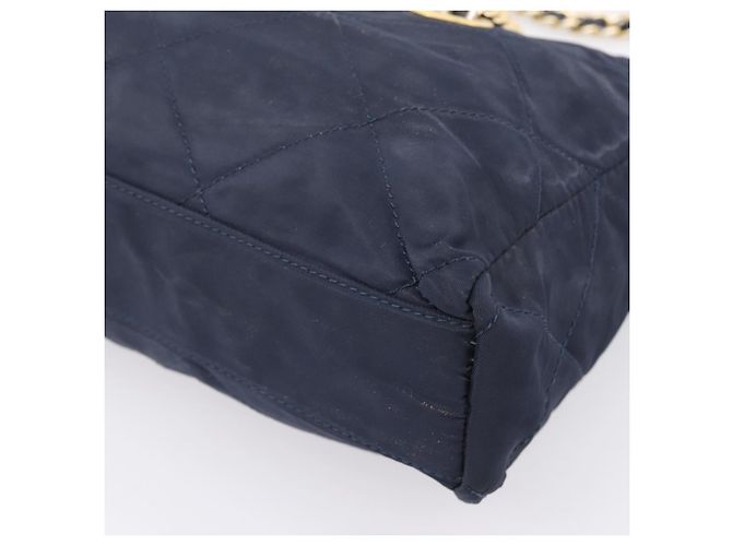 PRADA Chain Shoulder Bag Nylon Navy Gold Tone Auth 201216 Navy blue - view 12