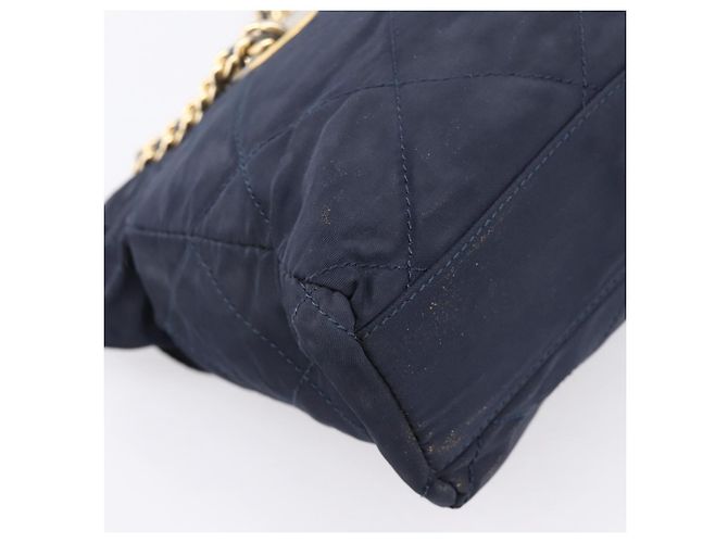 PRADA Chain Shoulder Bag Nylon Navy Gold Tone Auth 201216 Navy blue - view 13