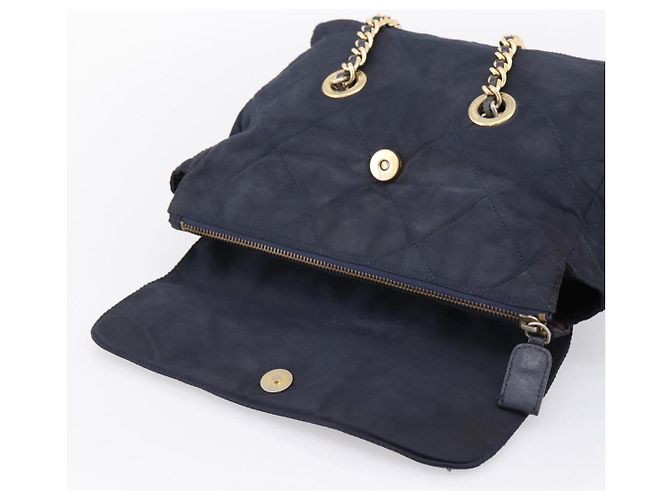 PRADA Chain Shoulder Bag Nylon Navy Gold Tone Auth 201216 Navy blue - view 17