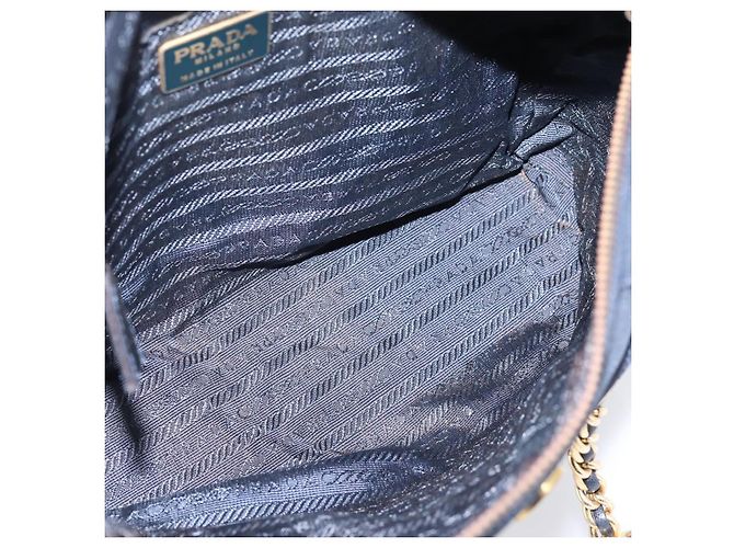 PRADA Chain Shoulder Bag Nylon Navy Gold Tone Auth 201216 Navy blue - view 19