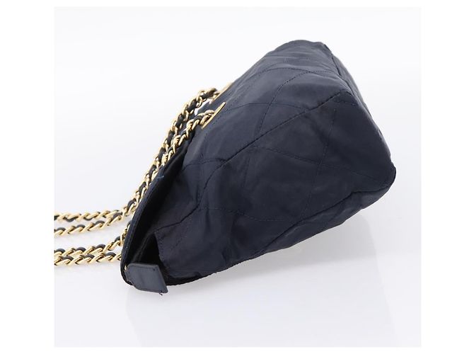 PRADA Chain Shoulder Bag Nylon Navy Gold Tone Auth 201216 Navy blue - view 4