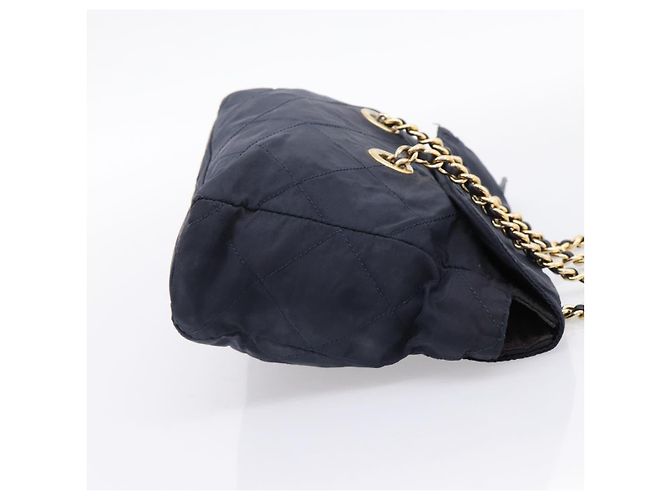 PRADA Chain Shoulder Bag Nylon Navy Gold Tone Auth 201216 Navy blue - view 5