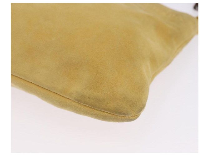 Borsa a tracolla con catena PRADA in camoscio Giallo Oro Auth 202450 D'oro - vista 13