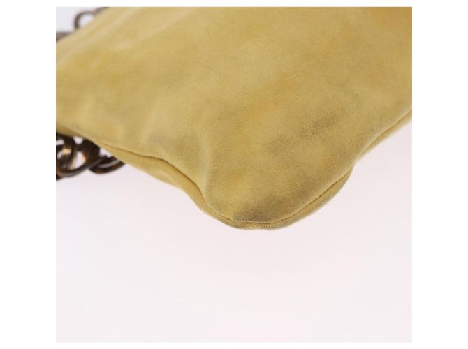 Borsa a tracolla con catena PRADA in camoscio Giallo Oro Auth 202450 D'oro - vista 14