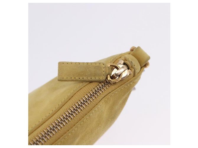Borsa a tracolla con catena PRADA in camoscio Giallo Oro Auth 202450 D'oro - vista 17