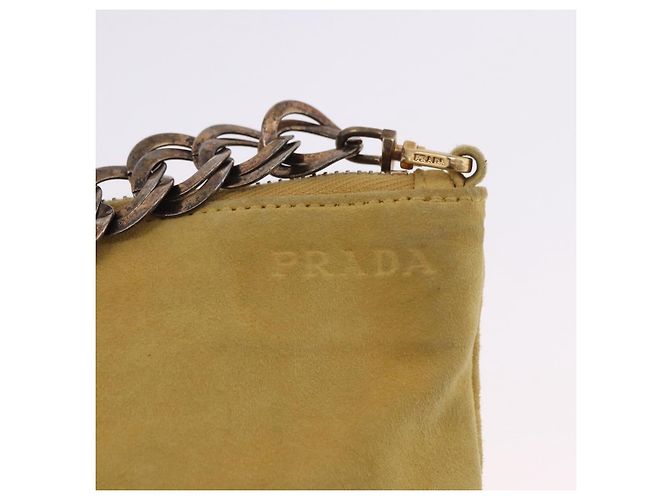 Borsa a tracolla con catena PRADA in camoscio Giallo Oro Auth 202450 D'oro - vista 18