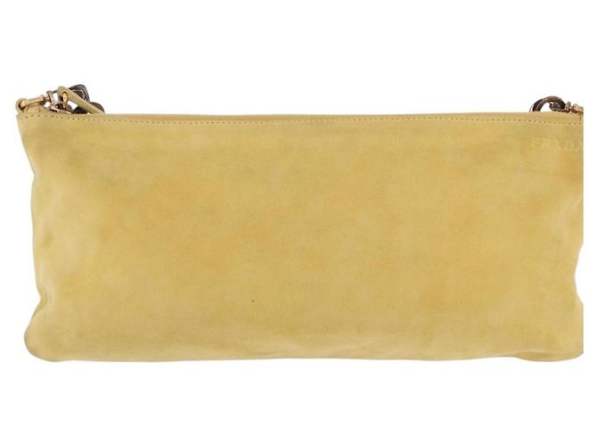 Borsa a tracolla con catena PRADA in camoscio Giallo Oro Auth 202450 D'oro - vista 2