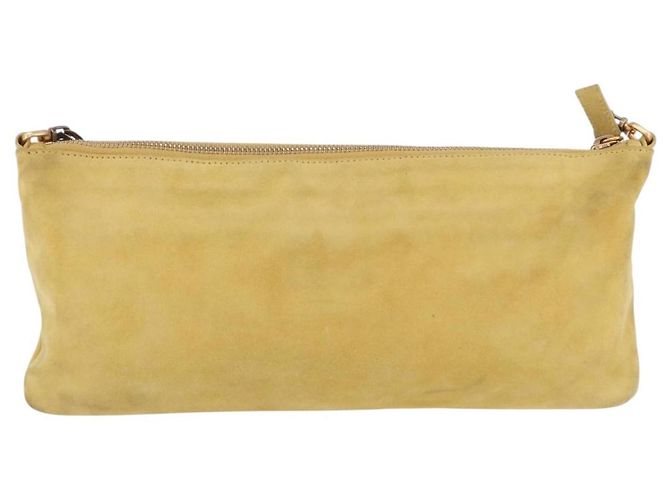 Borsa a tracolla con catena PRADA in camoscio Giallo Oro Auth 202450 D'oro - vista 4