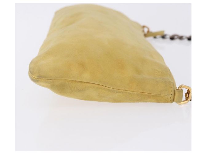 Borsa a tracolla con catena PRADA in camoscio Giallo Oro Auth 202450 D'oro - vista 5