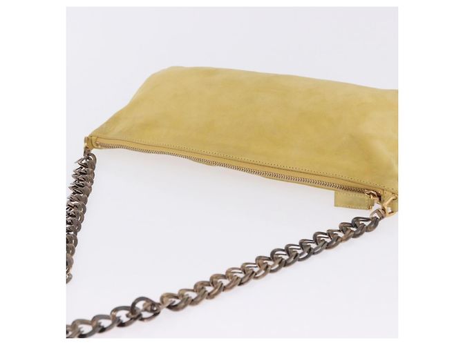 Borsa a tracolla con catena PRADA in camoscio Giallo Oro Auth 202450 D'oro - vista 7