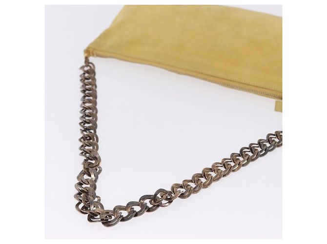 Borsa a tracolla con catena PRADA in camoscio Giallo Oro Auth 202450 D'oro - vista 8