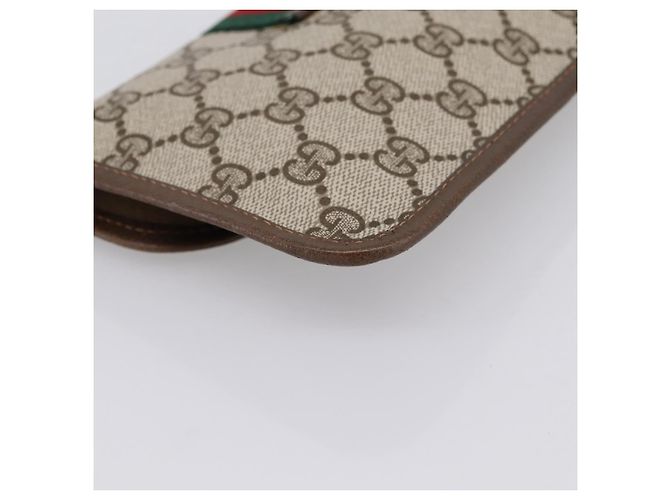 Pochette GUCCI GG Supreme Web Sherry Line PVC Beige Auth 201201A - vista 11