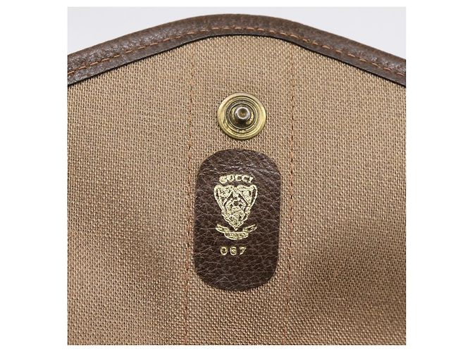 Pochette GUCCI GG Supreme Web Sherry Line PVC Beige Auth 201201A - vista 12
