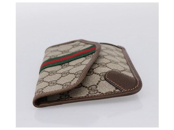 Pochette GUCCI GG Supreme Web Sherry Line PVC Beige Auth 201201A - vista 4