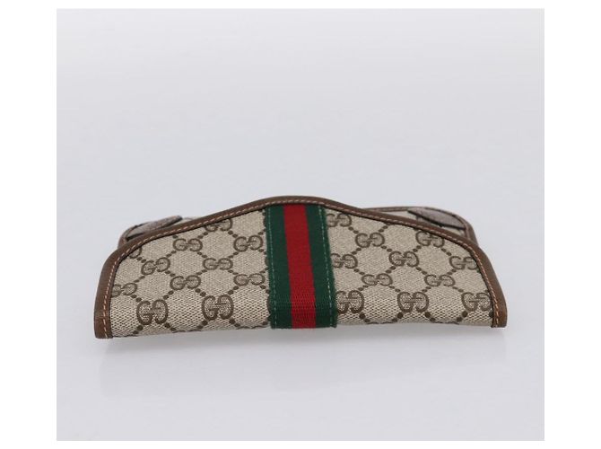 Pochette GUCCI GG Supreme Web Sherry Line PVC Beige Auth 201201A - vista 6