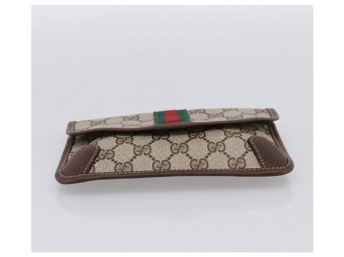 Pochette GUCCI GG Supreme Web Sherry Line PVC Beige Auth 201201A - vista 7